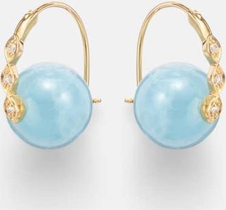 Sydney Evan 14kt gold (585/1000) earrings with diamonds and aquamarines