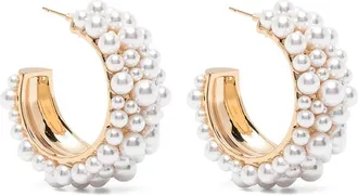 Self Portrait Pearl-embellished Hoop Earrings