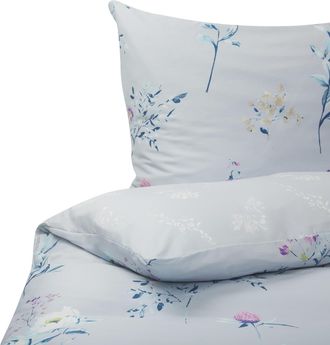 Beliani Beliani - Conjunto De Fundas De Algod&oacute;n Azul Claro Edred&oacute;n Funda De Almohada 200 X 220 Cm Moderno Dormitorio Evergreen