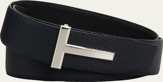 Tom Ford Mens Signature T Reversible Leather Belt