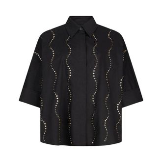 Liu Jo Shirts, female, Black, Size: S Ricamo Applicazioni Shirt