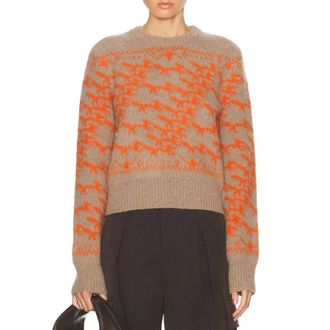 Burberry Cropped Fox Jacquard Wool Sweater, Size XX-Small