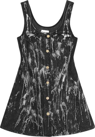 Ganni Abito corto con effetto spazzolato - Nero
