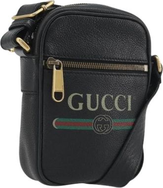 Gucci Pre-owned Vintage Cross Body Bag - Dames - Vintage Schoudertas - Zwart - ONE Size - Leer - Vintage
