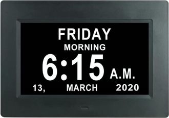 OEM Reloj Despertador Digital, Pantalla De 20 Cm, Visualizaci&oacute;n De Fecha Y Mes, Brillo Autom&aacute;tico, 5 Alarmas, Para Personas Mayores Con Demencia