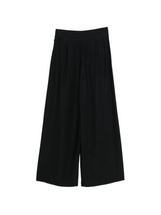 Emporio Armani Wide-Leg Pleated Trousers - Black