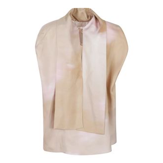Fabiana Filippi Sleeveless Tops, female, Beige, Size: 2XS Printed Silk Twill Top