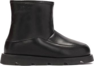 Kazar Minimalistische zwarte ge&iuml;soleerde sneeuwlaarzen - Dames - Enkellaarsjes - Zwart - 36 EU - Leer - Schoenen