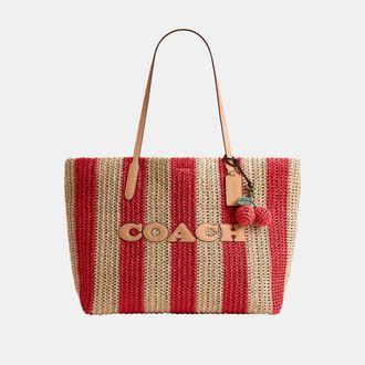 Coach Womens Large City Tote Bag With Charms - Red - One Size