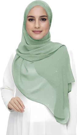 Lina & Lily Sparkle Shimmer Gold Glitter Womens Chiffon Hijab Head Scarf Lightweight (Pastel Mint)