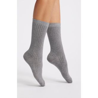 Nordstrom Sparkle Stripe Crew Socks in Grey Heather at Nordstrom Rack, Size 9/11