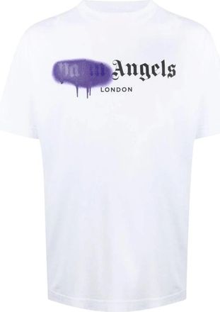 Palm Angels T-Shirts, male, White, S, London Sprayed Logo T