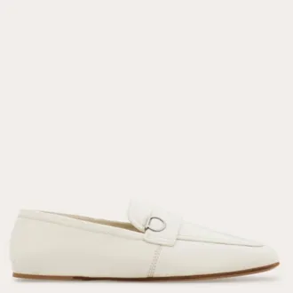 Ferragamo Gancini Ornament Leather Loafers, Size 7.5 EEE