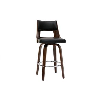Miliboo Taburete De Bar Vintage Negro Y Madera Oscura Garbo