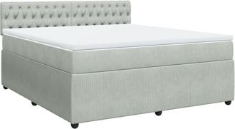 vidaXL Vidaxl - Cama Box Spring Con Colch&oacute;n Terciopelo Gris Claro 180x200 Cm