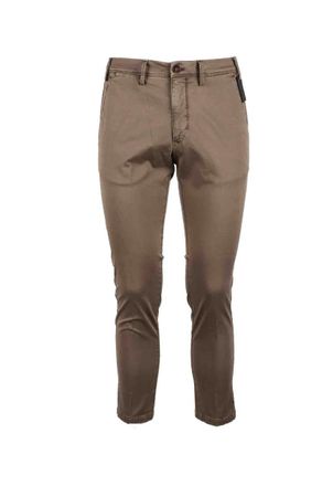 Michael Coal Slim Fit Brown Stretch Cotton Trousers With Classic Design