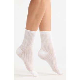 Casa Clara Love Regis Lettuce Edge Crew Socks in White at Nordstrom