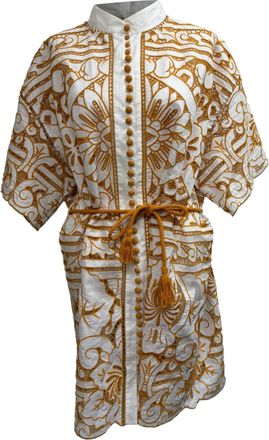 Zimmermann Broderie Anglaise Mini Dress in Mustard Yellow Cotton