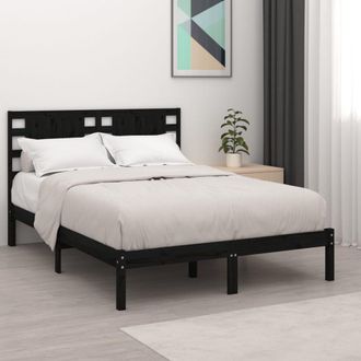 vidaXL Vidaxl - Estructura De Cama De Madera Maciza De Pino Negra 140x190 Cm