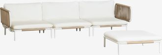 Sklum Conjunto De Jard&iacute;n Con Sof&aacute; Modular De 3 Piezas Con 2 M&oacute;dulos Esquineros Y Puff En Acero Roubly Sklum