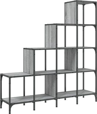 vidaXL Vidaxl - Bookcase Grey Sonoma 122x30x132 cm Engineered Wood and Metal