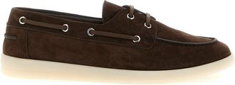 Prada Brown Solid Boat Loafers