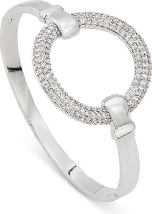 Savvy Cie Jewels RHODIUM PLATED OVER BRASS CIRCLE SHAPE WHITE CZ BANGLE BRACELET