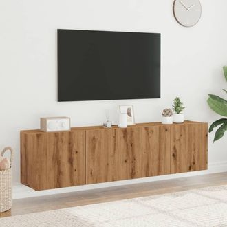 Berkfield Home TV Cabinets Wall-mounted 2 pcs Artisian Oak 80x30x41 cm in Brown | Size: 80 x 30 x 41 cm