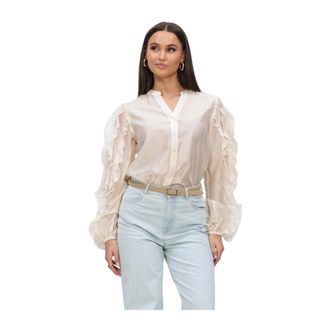 Nukus Nukus - Margriet Blouse - Dames - Blouses & Shirts - Wit - Maat: S Poliester