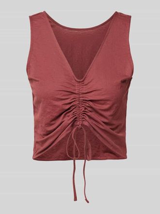 Pieces Cropped Blusentop mit Raffungen Modell KINDA in Dunkelrot, Gr&ouml;&szlig;e XL