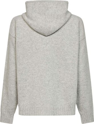 Maison Margiela Mens Knit Hoodie Melange Grey Wool Blend Black Knitwear Sweater