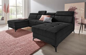 Inosign Wohnlandschaft »Cardiz U-Form« inkl.Kopfteilverstellung und Federkern wahlweise mit Bettfunktion