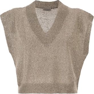 Brunello Cucinelli Sequinned V-neck Top