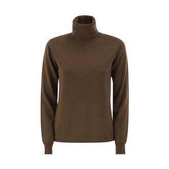Max Mara Wool Knit Turtleneck Jumper - Dames - Coltruien - Bruin - S - Wol - Truien & Vesten