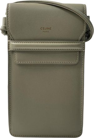 Celine Gray Khaki Leather Phone Wallet (Pre-Owned)