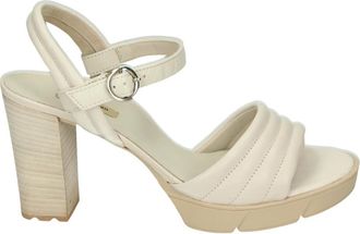 Paul Green Sportieve Beige Sandalen met Rubberen Zool - Dames - Sandalen met hakken - Beige - 42 EU - Leer - Schoenen