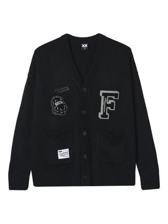 Fingercroxx appliqué button cardigan - men - Acrylic - L - Black