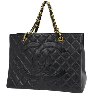 Chanel Black Grained Calfskin Handbag Tote Bag (Pre-Owned)