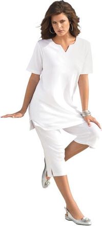 Roaman's Plus Size Soft Knit Tunic With Notch Neckline in White at Nordstrom, Size 5X