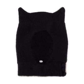 Coperni Womens Copsa06y3005-Blk Knitted Horn Beanie Black Wool