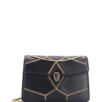 Bulgari Glam Rebel Serpenti Forever Shoulder Bag Chain Embellished Quilted Leather Medium