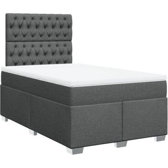 vidaXL Cama Box Spring Con Colch&oacute;n Tela Gris Oscuro 120x200 Cm Vidaxl
