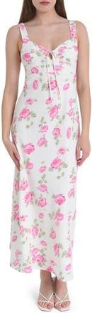 Wayf Romeo Floral Linen Blend Midi Dress in Ivory Roses at Nordstrom Rack, Size Medium