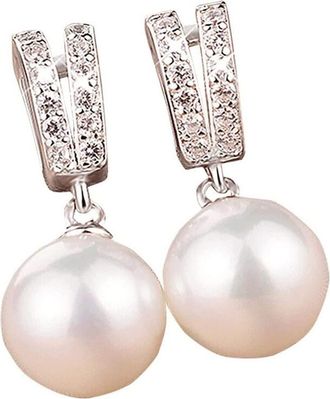 Generic Pearl Rhinestone Earrings Thin Dangle Silver Elegant Wedding Women Accessories Jewelry For Stud Pack (Silver, One Size)