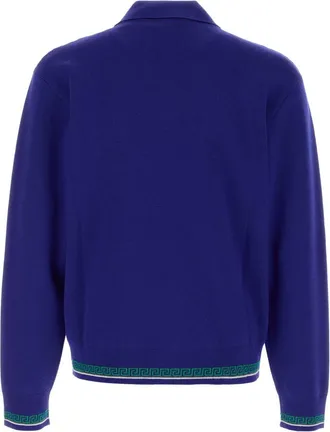Versace Mens Knit Sweater Greca Tipping Royalblue Felpe