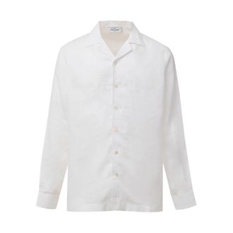 Gran Sasso Witte Linnen Shirt V-Hals Lange Mouw - Heren - Casual Overhemden - Wit - L - Linnen - Overhemden
