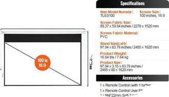 OEM Pantalla De Proyector, 100 Pulgadas, Material De Alta Reflectividad, 100 Pulgadas