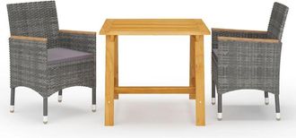 vidaXL Juego De Comedor De Jard&iacute;n De 3 Piezas Gris Vidaxl