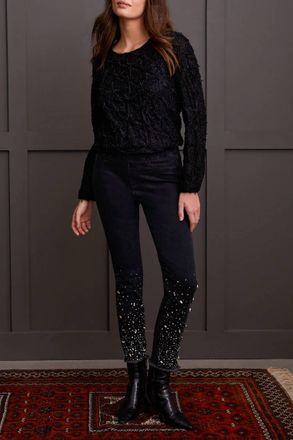 Tribal Audrey Pull-On Slim Jean With Gemstones In Black Diamond
