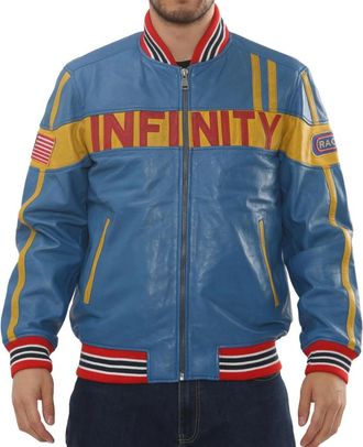 TruClothing Motorcycle Jacket Leather Biker Bomber with American Flag Coat